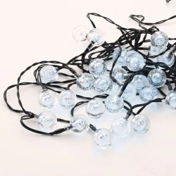 30 SOLAR LEDS λαμπάκια σε σειρά σε ψυχρό χρώμα φωτός  με φ/β πάνελ & λειτουργία FLASH με μαύρο καλώδιο IP44 4.35m