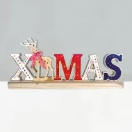 Διακοσμητικό  X-MAS από ξύλο με 26 MINI LED με θερμό χρώμα φωτός & μπαταρίες (3AA) IP20 45x3.5x2cm