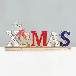 Διακοσμητικό  X-MAS από ξύλο με 26 MINI LED με θερμό χρώμα φωτός & μπαταρίες (3AA) IP20 45x3.5x2cm