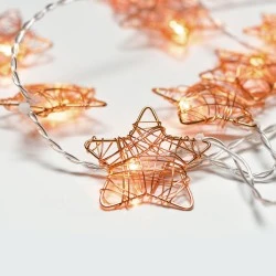 Διακοσμητικά λαμπάκια METAL STARS με 10 LED σε σειρά με θερμό χρώμα φωτός IP20  μήκος 135cm & διάφανο καλώδιο 