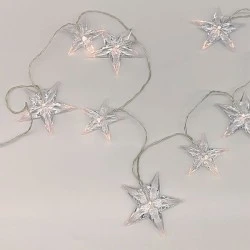 Διακοσμητικά λαμπάκια αστέρια με 10 LED θερμό χρώμα φωτός  IP20 με μήκος 135cm & διακόπτη On/Off