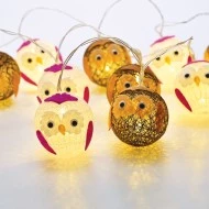 Διακοσμητικά λαμπάκια PLASTIC BALL OWL με 10 LED θερμό χρώμα φωτός & μήκος 135cm 
