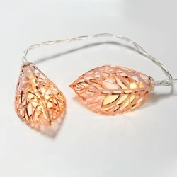 Διακοσμητικά λαμπάκια METAL LEAVES με 10 LED λαμπάκια σε θερμό χρώμα φωτός & χάλκινο μέταλλο IP20 με μήκος 135cm  