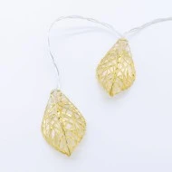 Διακοσμητικά λαμπάκια METAL LEAVES με 10 LED σε θερμό χρώμα φωτός από χρυσό μέταλλο IP20 135cm