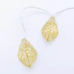 Διακοσμητικά λαμπάκια METAL LEAVES με 10 LED σε θερμό χρώμα φωτός & χρονοδιακόπτη IP20 135cm