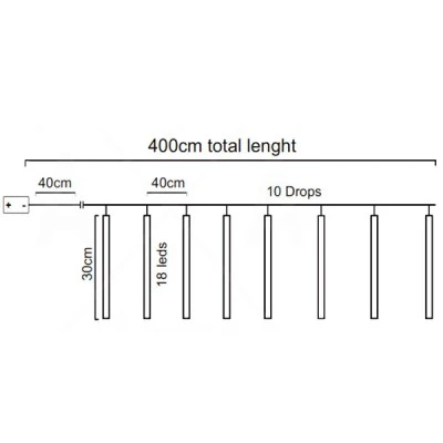 180 LED SNOWDROPS FLASH 18Lx10 με μήκος 30cm & χρονοδιακόπτη 6/18  IP44 με διάφανο καλώδιο 