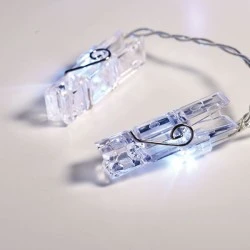 20 LED λαμπάκια μπαταρίας CLIPS με ψυχρό χρώμα φωτός  IP20  & μήκος 285cm & διακόπτη ON/OFF