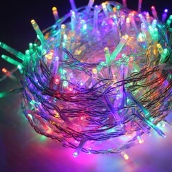 20 LED λαμπάκια σε σειρά με χρώμα φωτός RGB με λειτουργία FLASH IP20 με μήκος 190cm με διάφανο καλώδιο 