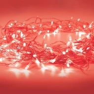  50 LED λαμπάκια σε σειρά με κόκκινο χρώμα φωτός με μήκος 490cm με διάφανο καλώδιο IP20 