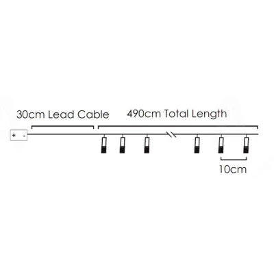 50 LED λαμπάκια 2.25W σε σειρά με θερμό χρώμα φωτός IP20 με μήκος 490cm με διάφανο καλώδιο 50 LED λαμπάκια 2.25W σε σειρά με θερμό χρώμα φωτός IP20 με μήκος 490cm με διάφανο καλώδιο