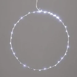 Διακοσμητικός κρίκος ασημί με 65 mini led λαμπάκια με ψυχρό χρώμα φωτός με ασημί καλώδιο χαλκού 3m διάφανο καλώδιο