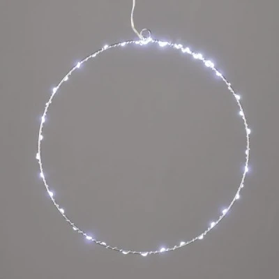 Διακοσμητικός κρίκος ασημί με 65 mini led λαμπάκια με ψυχρό χρώμα φωτός με ασημί καλώδιο χαλκού 3m διάφανο καλώδιο