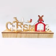 Ξύλινο διακοσμητικό XMAS" με 6 led λαμπάκια σε θερμό χρώμα φωτός  μπαταρίας (2xAA) IP20 30X6X13cm
