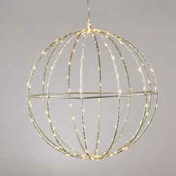 Διακοσμητική κρεμαστή μπάλα 3D με 96 ΜΙΝΙ LED λαμπάκια σε θερμό χρώμα φωτός & ασημί καλώδιο χαλκού IP44 