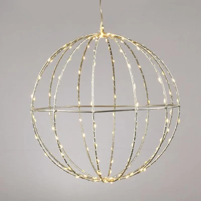 Διακοσμητική κρεμαστή μπάλα 3D με 96 ΜΙΝΙ LED λαμπάκια σε θερμό χρώμα φωτός & ασημί καλώδιο χαλκού IP44 