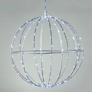 Διακοσμητική κρεμαστή μπάλα 3D με 240 ΜΙΝΙ LED λαμπάκια σε ψυχρό χρώμα φωτός & ασημί καλώδιο χαλκού με διάμετρο 40cm