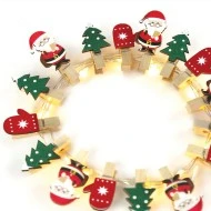 16 MINI LED SANTA & TREES λαμπάκια σε θερμό χρώμα φωτός & ασημί καλώδιο χαλκού IP20 μήκος 150cm