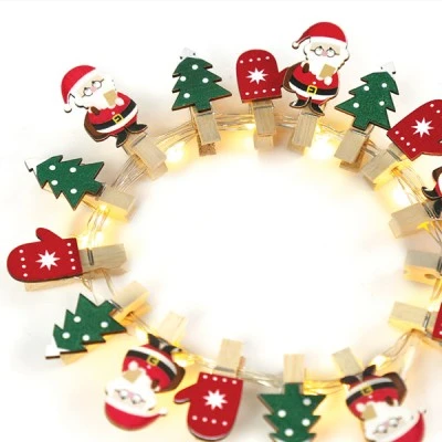16 MINI LED SANTA & TREES λαμπάκια σε θερμό χρώμα φωτός & ασημί καλώδιο χαλκού IP20 μήκος 150cm