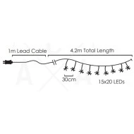  300 (15x20) MINI LED λαμπάκια σε θερμό χρώμα φωτός με ασημί καλώδιο χαλκού IP44 με σταθερή λειτουργία & μήκος 4.2m