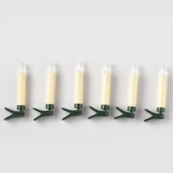6 LED λευκά MINI CLIPS CANDLES μπαταρίας με θερμό χρώμα φωτός IP20 σταθερή & ντιμαριζόμενη λειτουργία
