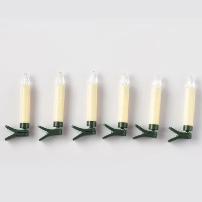6 LED λευκά MINI CLIPS CANDLES μπαταρίας με θερμό χρώμα φωτός IP20 σταθερή & ντιμαριζόμενη λειτουργία