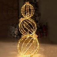 3D διακοσμητικές μεταλλικές μπάλες σετ 3 τεμαχίων με 262 led με θερμό χρώμα φωτός με λειτουργία FLASH 51x51x130cm IP44 