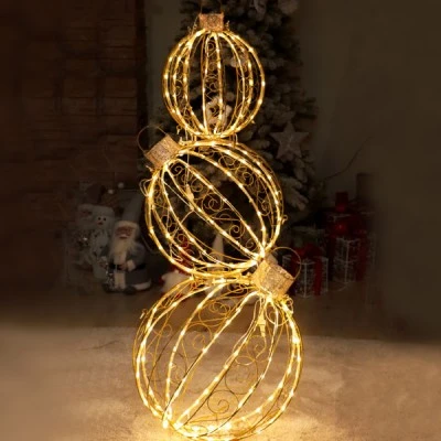 3D διακοσμητικές μεταλλικές μπάλες σετ 3 τεμαχίων με 262 led με θερμό χρώμα φωτός με λειτουργία FLASH 51x51x130cm IP44 3D διακοσμητικές μεταλλικές μπάλες σετ 3 τεμαχίων με 262 led με θερμό χρώμα φωτός με λειτουργία FLASH 51x51x130cm IP44