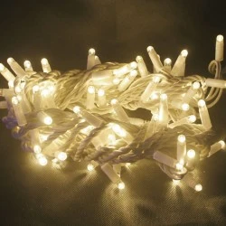 100 LED λαμπάκια  6,8W σε σειρά με ψυχρό χρώμα φωτός & λευκό καλώδιο με επέκτασης έως 20 σετ  IP65  