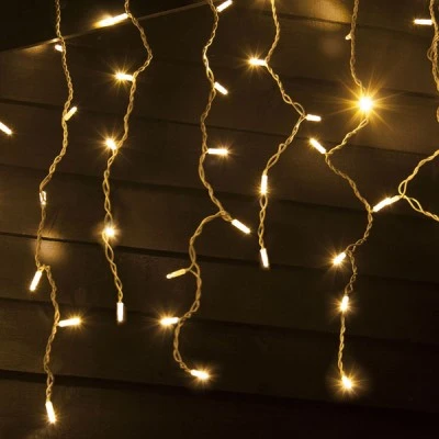 144 LED  λαμπάκια βροχή θερμό χρώμα φωτός με λευκό καλώδιο επέκταση έως 20 σετ IP44 & διάσταση 300x60cm
