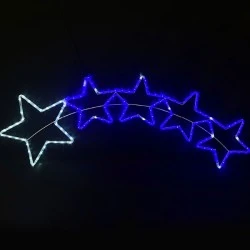 Διακοσμητικό 5 STARS 25W με 144 LED & 6m μονκάναλο φωτοσωλήνα ψυχρό & μπλε χρώμα φωτός  FLASH IP65 150x50cm 