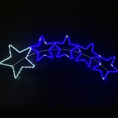 Διακοσμητικό 5 STARS 25W με 144 LED & 6m μονκάναλο φωτοσωλήνα ψυχρό & μπλε χρώμα φωτός  FLASH IP65 150x50cm 