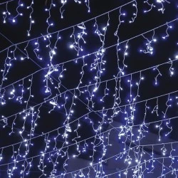144 LED λαμπάκια βροχή 24 σειρές με ψυχρό χρώμα φωτός  επέκταση έως 4 σετ & 8 προγράμματα IP44 300x6