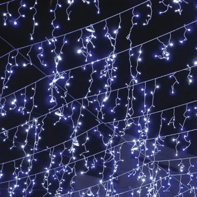 144 LED λαμπάκια βροχή 24 σειρές με ψυχρό χρώμα φωτός  επέκταση έως 4 σετ & 8 προγράμματα IP44 300x6