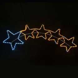 Διακοσμητικό 5 STARS 25W με 144 LED & 6m μονοκάναλο φωτοσωλήνα ψυχρό & κίτρινο χρώμα φωτός FLASH IP65 150x50cm