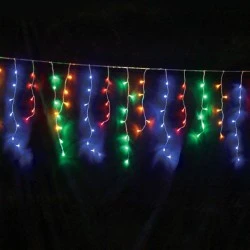 144 LED λαμπάκια 1,5W πολύχρωμα βροχή & 8 προγράμματα IP44 300x60cm με διάφανο καλώδιο 