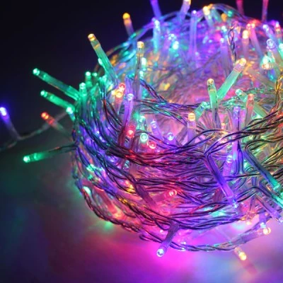 300 LED λαμπάκια σε σειρά ανά 5cm πολύχρωμα 2,5W IP44  με μήκος 3m & διάφανο καλώδιο 