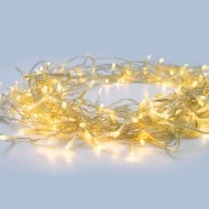 300 LED λαμπάκια σε σειρά ανά 5cm με θερμό λευκό χρώμα φωτός μήκος 3m & διάφανο καλώδιο IP44