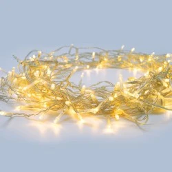 180 LED λαμπάκια σε σειρά ανά 5cm 3,3W με θερμό λευκό χρώμα φωτός 8 προγράμματα IP44 μήκος 3m & διάφανο καλώδιο