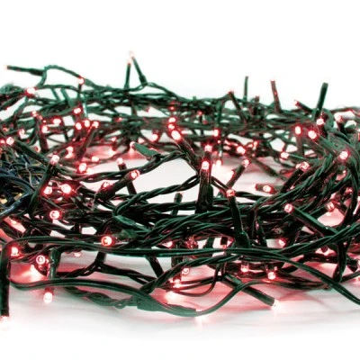 300 LED λαμπάκια σε σειρά ανά 5cm σε κόκκινο χρώμα 8 λειτουργίες IP44 με μήκος 15m & πράσινο καλώδιο