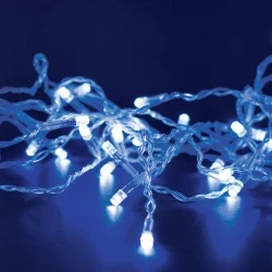 180 LED λαμπάκια σε σειρά ανά 5cm 3.3W με μπλε χρώμα φωτός  8 προγράμματα IP44 μήκος 3m & διάφανο καλώδιο