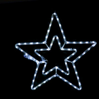 Επίστυλο σχέδιο DOUBLE STARS  με 60 LED & 2.5m φωτοσωλήνα με ψυχρό χρώμα φωτός IP44 46cm 1.5m καλώδιο τροφοδοσίας