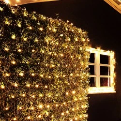 240 LED λαμπάκια δίχτυ σε θερμό χρώμα φωτός με δυνατότητα επέκτασής 3 σετ IP44 200x150cm & πράσινο καλώδιο