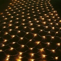 240 LED λαμπάκια δίχτυ σε θερμό χρώμα φωτός με δυνατότητα επέκτασής 3 σετ IP44 200x150cm & πράσινο καλώδιο