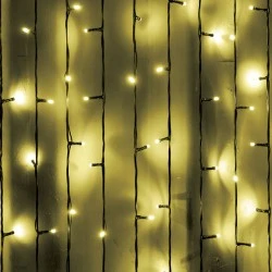 240 LED λαμπάκια 17W θερμό χρώμα φωτός κουρτίνα IP65 & διάσταση 200x100cm με δυνατότητα επέκτασης έως 8 σετ