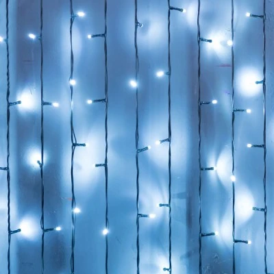 240 LED λαμπάκια κουρτίνα με ψυχρό χρώμα φωτός & επέκταση έως 8 σετ  IP65  με διάσταση 200x100cm