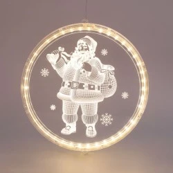 Διακοσμητικό 3D ακρυλικό κρεμαστό SANTA με 24 LED θερμό χρώμα φωτός IP20 & διάσταση 21X21.6cm