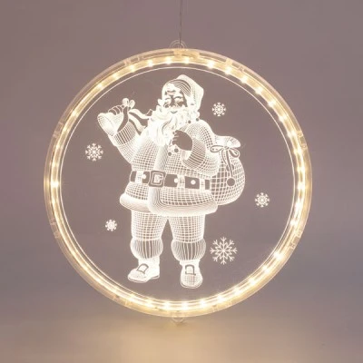 Διακοσμητικό 3D ακρυλικό κρεμαστό SANTA με 24 LED θερμό χρώμα φωτός IP20 & διάσταση 21X21.6cm