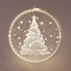 Διακοσμητικό ακρυλικό 3D κρεμαστό CHRISTMAS TREE με 24 LED σε θερμό χρώμα φωτός IP20  & διάσταση 21X21.6cm