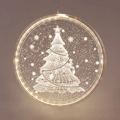 Διακοσμητικό ακρυλικό 3D κρεμαστό CHRISTMAS TREE με 24 LED σε θερμό χρώμα φωτός IP20  & διάσταση 21X21.6cm