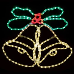 Επίστυλο σχέδιο DOUBLE BELLS με 288 LED & 8m φωτοσωλήνα με χρώμα φωτός κόκκινο πράσινο κίτρινο IP44 75x58cm 